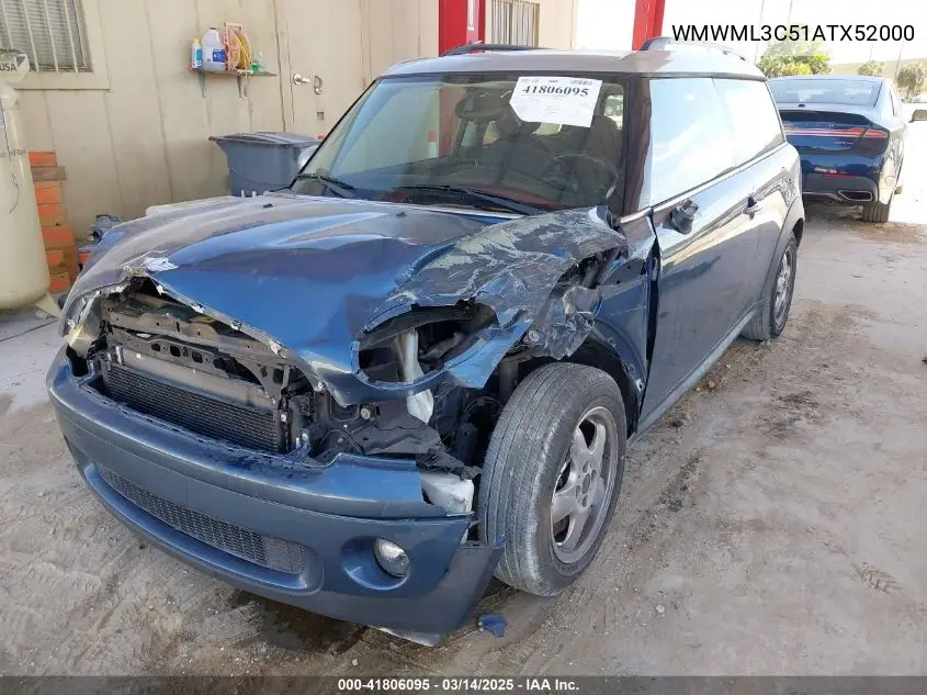 2010 Mini Cooper Clubman VIN: WMWML3C51ATX52000 Lot: 41806095