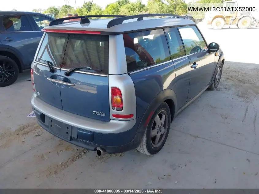 2010 Mini Cooper Clubman VIN: WMWML3C51ATX52000 Lot: 41806095