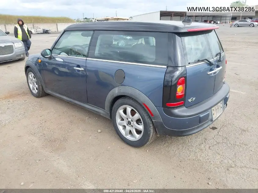 2010 Mini Cooper Clubman VIN: WMWML3C58ATX38286 Lot: 42128440