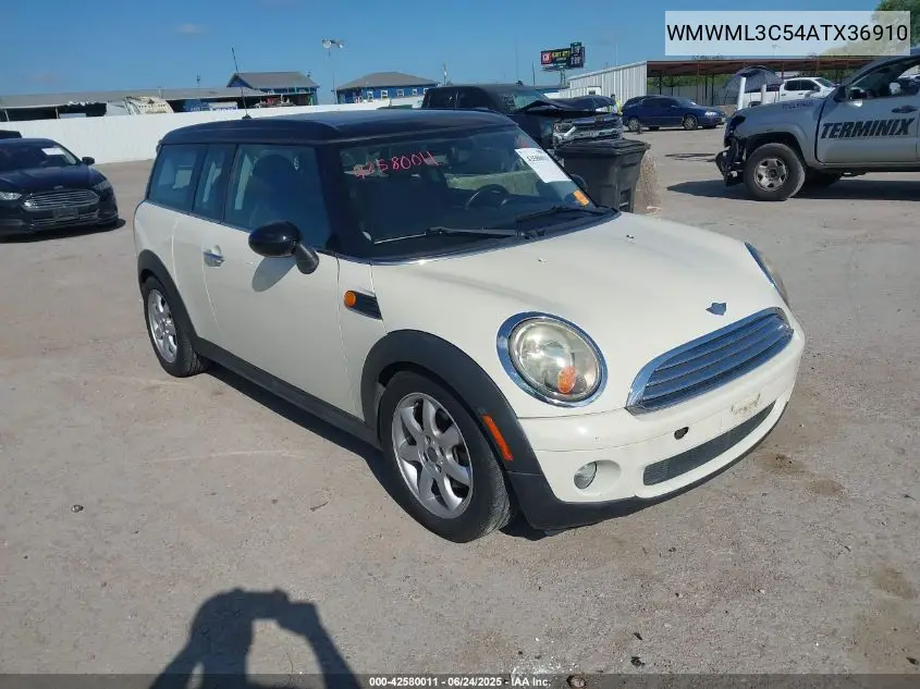 2010 Mini Cooper Clubman VIN: WMWML3C54ATX36910 Lot: 42580011