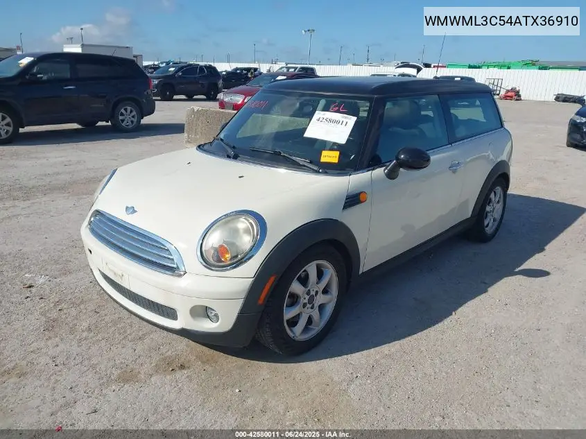 2010 Mini Cooper Clubman VIN: WMWML3C54ATX36910 Lot: 42580011
