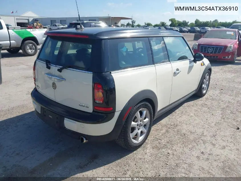 2010 Mini Cooper Clubman VIN: WMWML3C54ATX36910 Lot: 42580011
