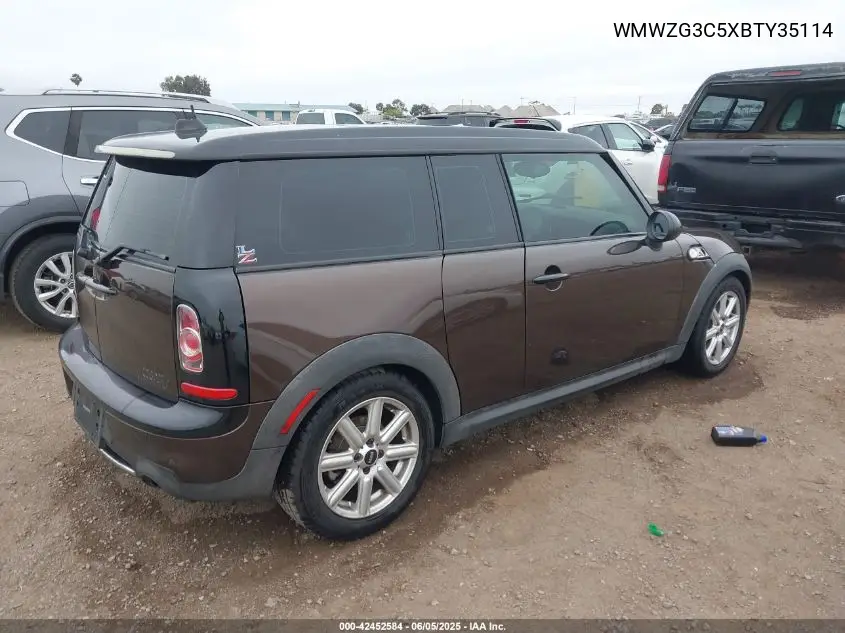2011 Mini Cooper S Clubman VIN: WMWZG3C5XBTY35114 Lot: 42452584