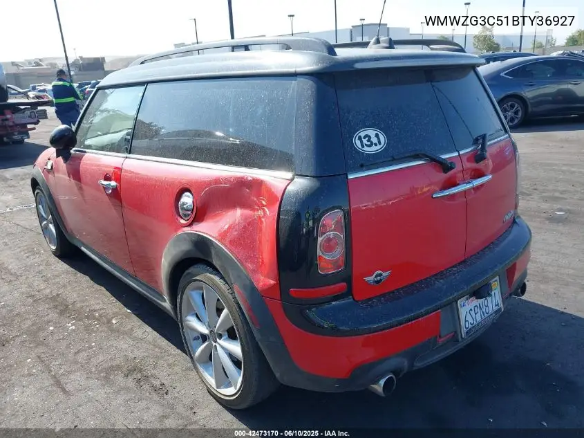 2011 Mini Cooper S Clubman VIN: WMWZG3C51BTY36927 Lot: 42473170