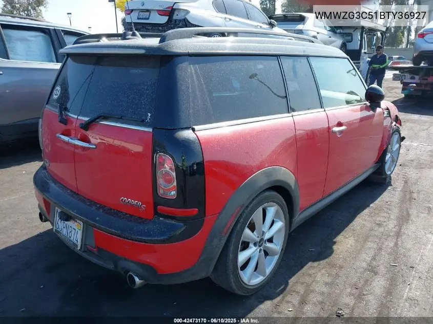 2011 Mini Cooper S Clubman VIN: WMWZG3C51BTY36927 Lot: 42473170