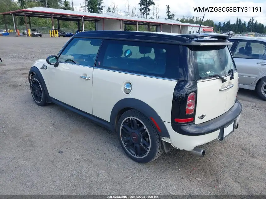 2011 Mini Cooper S Clubman VIN: WMWZG3C58BTY31191 Lot: 42533695