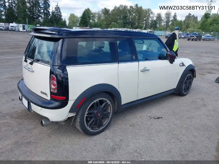 2011 Mini Cooper S Clubman VIN: WMWZG3C58BTY31191 Lot: 42533695