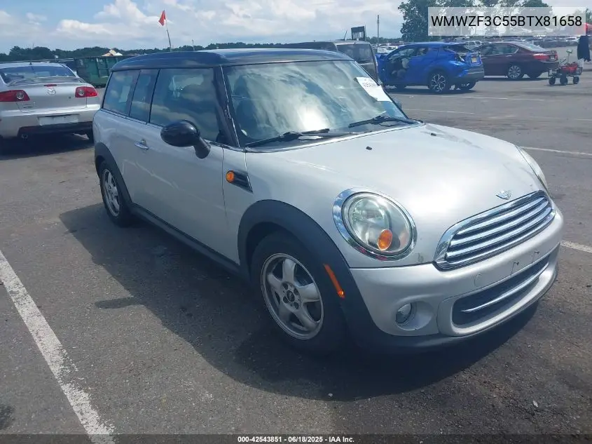 2011 Mini Cooper Clubman VIN: WMWZF3C55BTX81658 Lot: 42543851