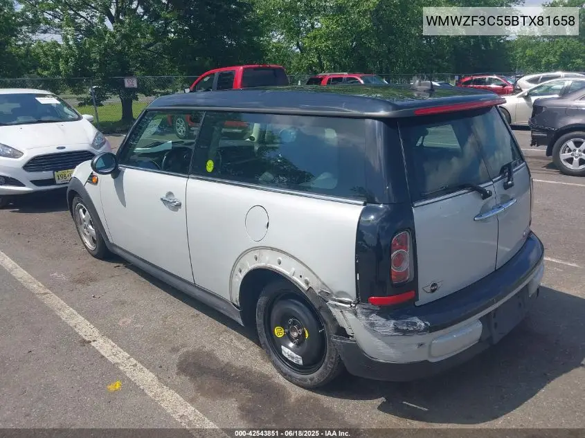 2011 Mini Cooper Clubman VIN: WMWZF3C55BTX81658 Lot: 42543851
