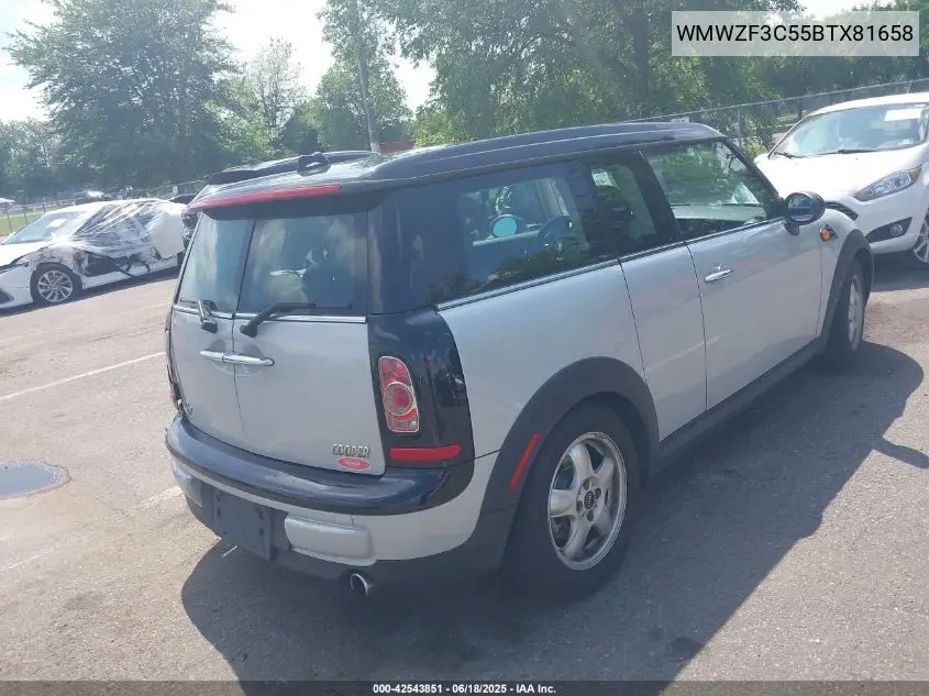2011 Mini Cooper Clubman VIN: WMWZF3C55BTX81658 Lot: 42543851