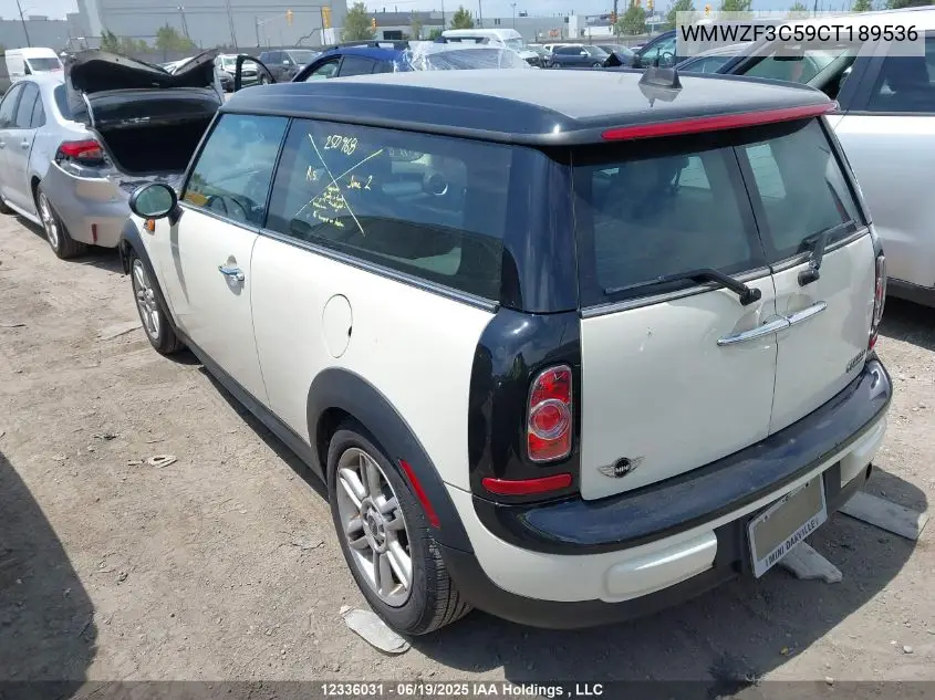 2012 Mini Cooper Clubman VIN: WMWZF3C59CT189536 Lot: 12336031