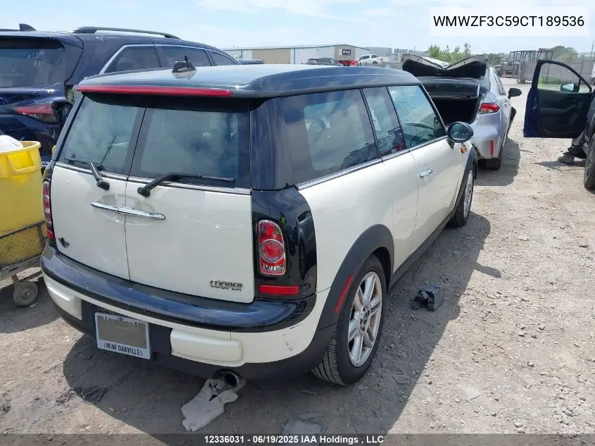 2012 Mini Cooper Clubman VIN: WMWZF3C59CT189536 Lot: 12336031