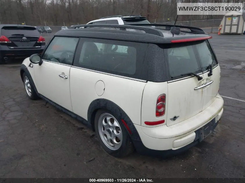 2012 Mini Cooper Clubman VIN: WMWZF3C58CT190029 Lot: 40969503