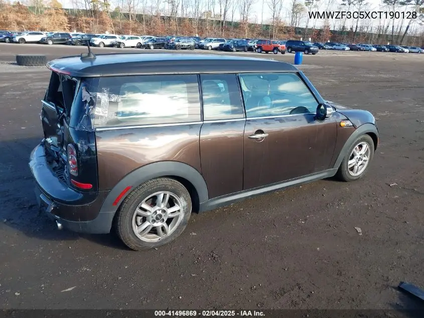 2012 Mini Cooper Clubman VIN: WMWZF3C5XCT190128 Lot: 41496869