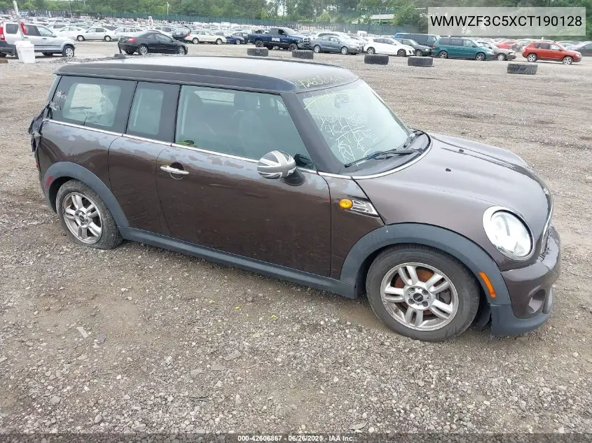 2012 Mini Cooper Clubman VIN: WMWZF3C5XCT190128 Lot: 42606867
