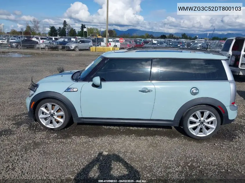 2013 Mini Clubman Cooper S VIN: WMWZG3C52DT800103 Lot: 41896033