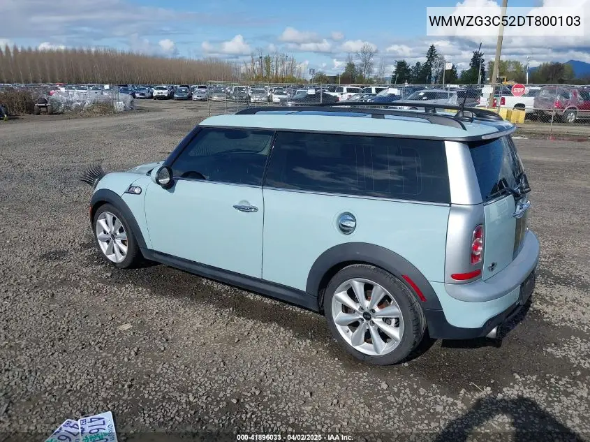 2013 Mini Clubman Cooper S VIN: WMWZG3C52DT800103 Lot: 41896033