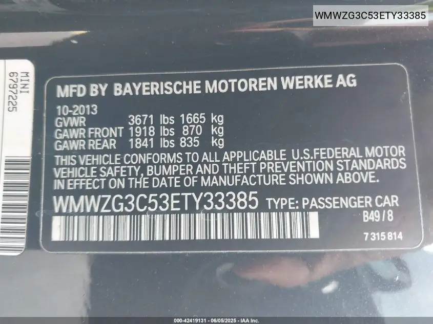 2014 Mini Clubman Cooper S VIN: WMWZG3C53ETY33385 Lot: 42419131