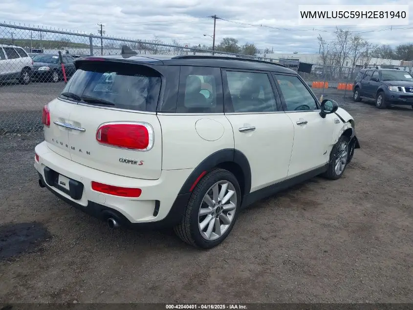 2017 Mini Clubman Cooper S VIN: WMWLU5C59H2E81940 Lot: 42040401