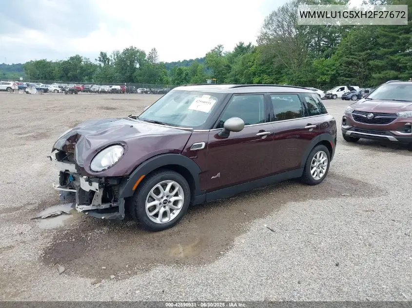 2017 Mini Clubman Cooper VIN: WMWLU1C5XH2F27672 Lot: 42590931