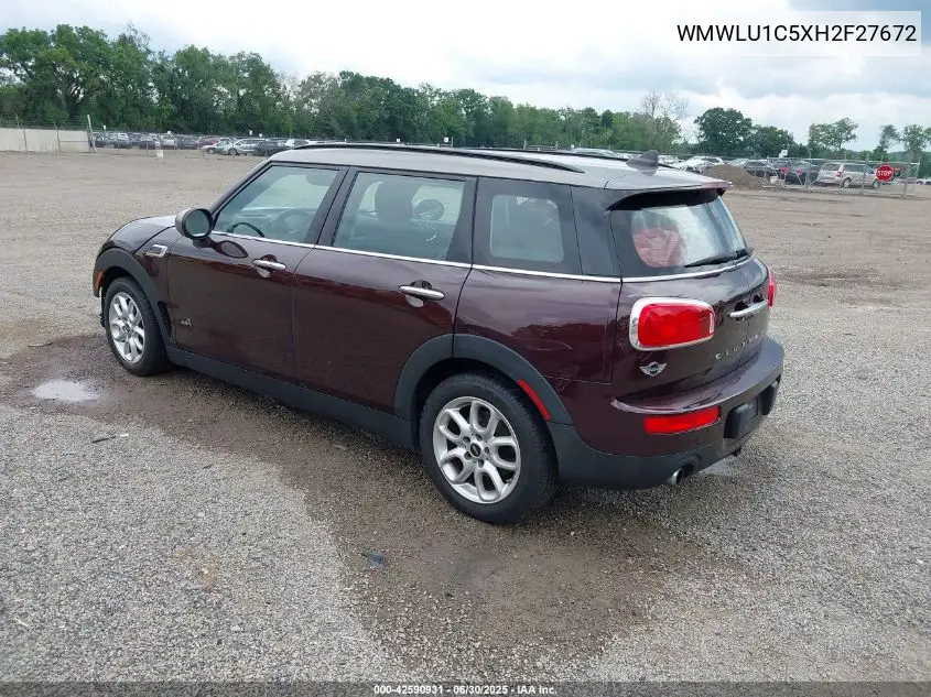 2017 Mini Clubman Cooper VIN: WMWLU1C5XH2F27672 Lot: 42590931