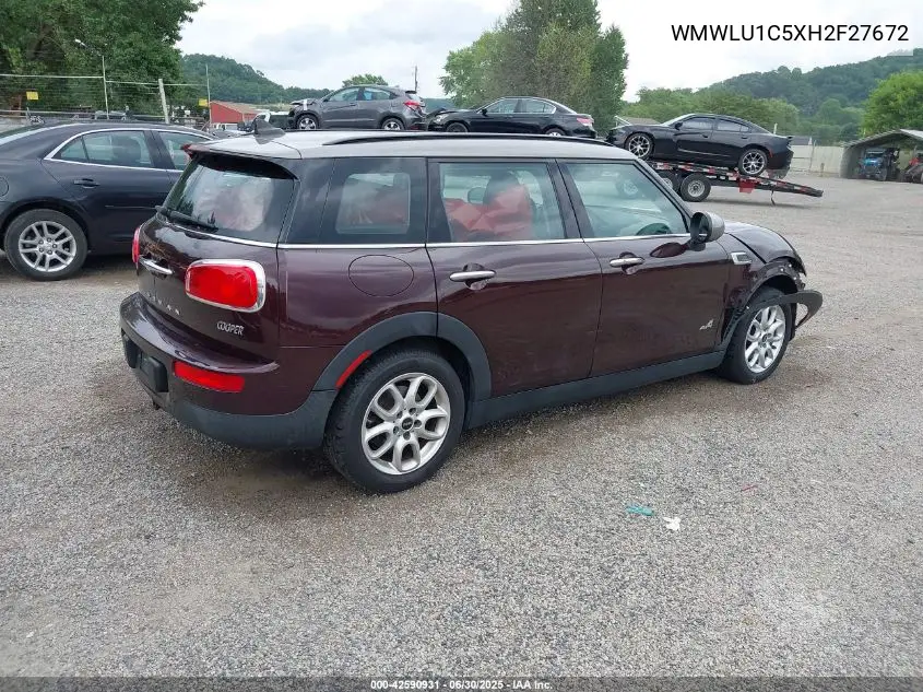 2017 Mini Clubman Cooper VIN: WMWLU1C5XH2F27672 Lot: 42590931