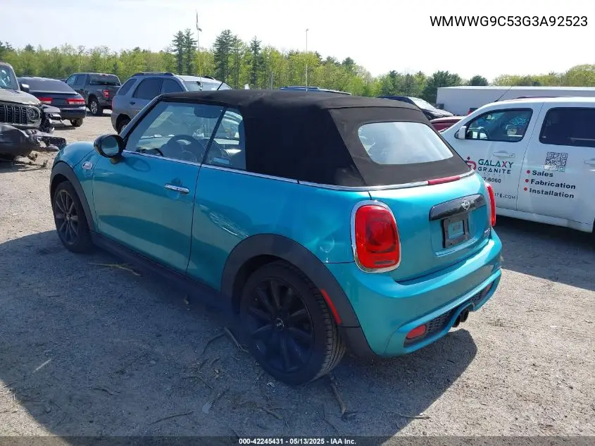 2016 Mini Convertible Cooper S VIN: WMWWG9C53G3A92523 Lot: 42245431