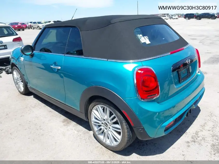 2017 Mini Convertible Cooper S VIN: WMWWG9C30H3C80917 Lot: 42227320