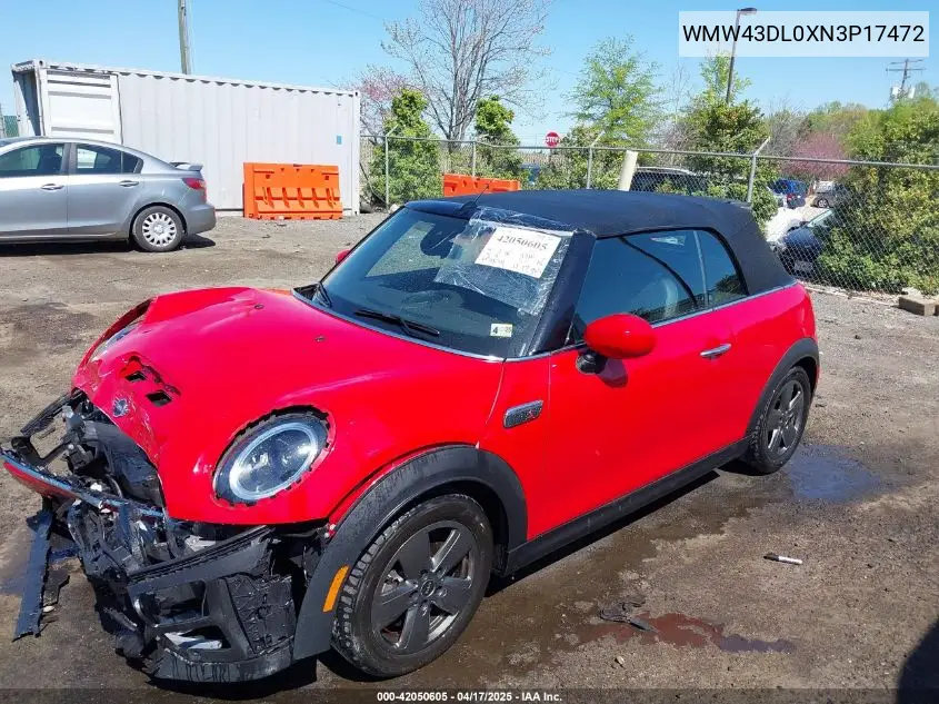 2022 Mini Convertible Cooper S VIN: WMW43DL0XN3P17472 Lot: 42050605