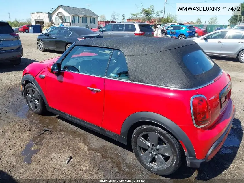 2022 Mini Convertible Cooper S VIN: WMW43DL0XN3P17472 Lot: 42050605