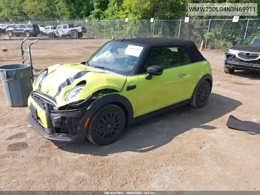 2022 Mini Convertible Cooper VIN: WMW23DL04N3N69911 Lot: 42416587