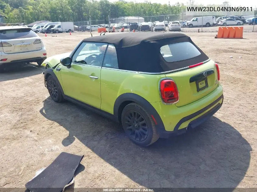 2022 Mini Convertible Cooper VIN: WMW23DL04N3N69911 Lot: 42416587