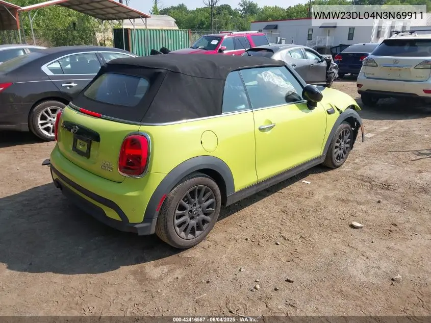 2022 Mini Convertible Cooper VIN: WMW23DL04N3N69911 Lot: 42416587