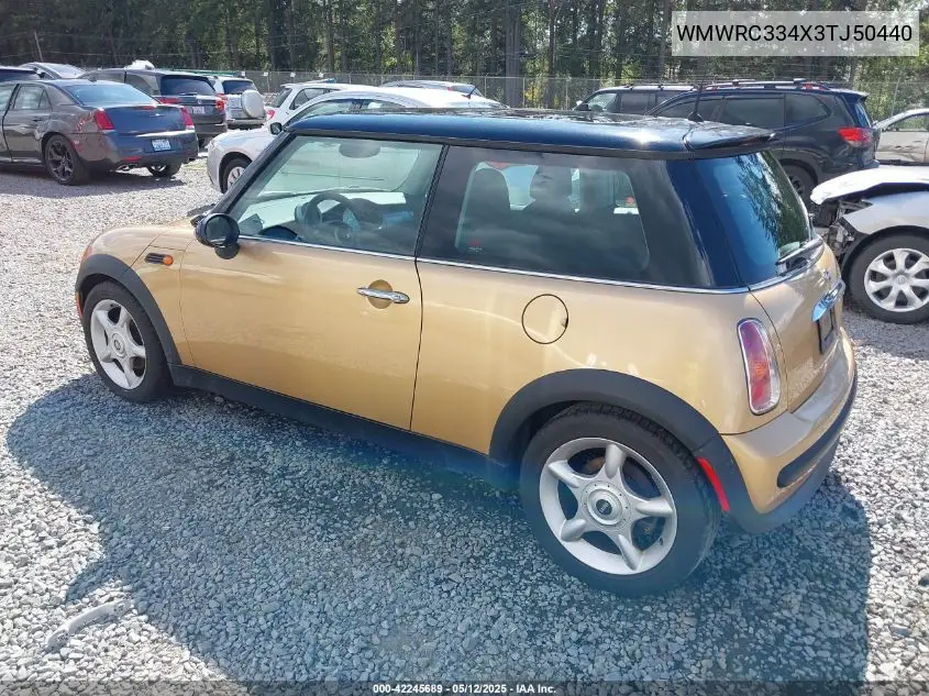 2003 Mini Cooper VIN: WMWRC334X3TJ50440 Lot: 42245689