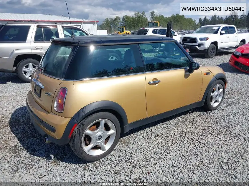 2003 Mini Cooper VIN: WMWRC334X3TJ50440 Lot: 42245689
