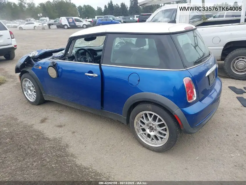 2006 Mini Cooper VIN: WMWRC33576TK64005 Lot: 42262159