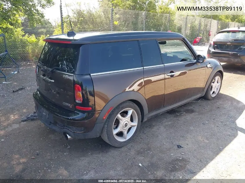 2008 Mini Cooper S Clubman VIN: WMWMM33538TP89119 Lot: 42693494
