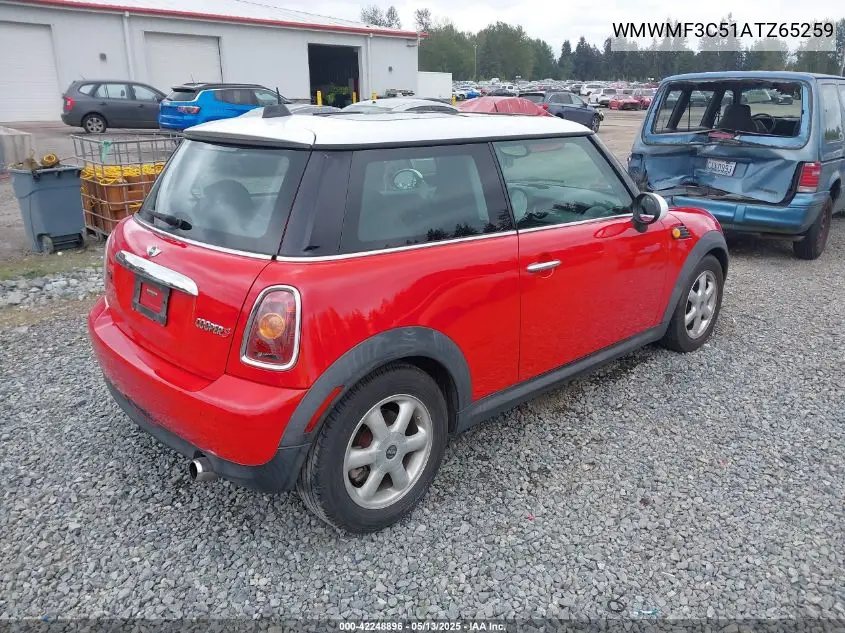 2010 Mini Cooper VIN: WMWMF3C51ATZ65259 Lot: 42248896