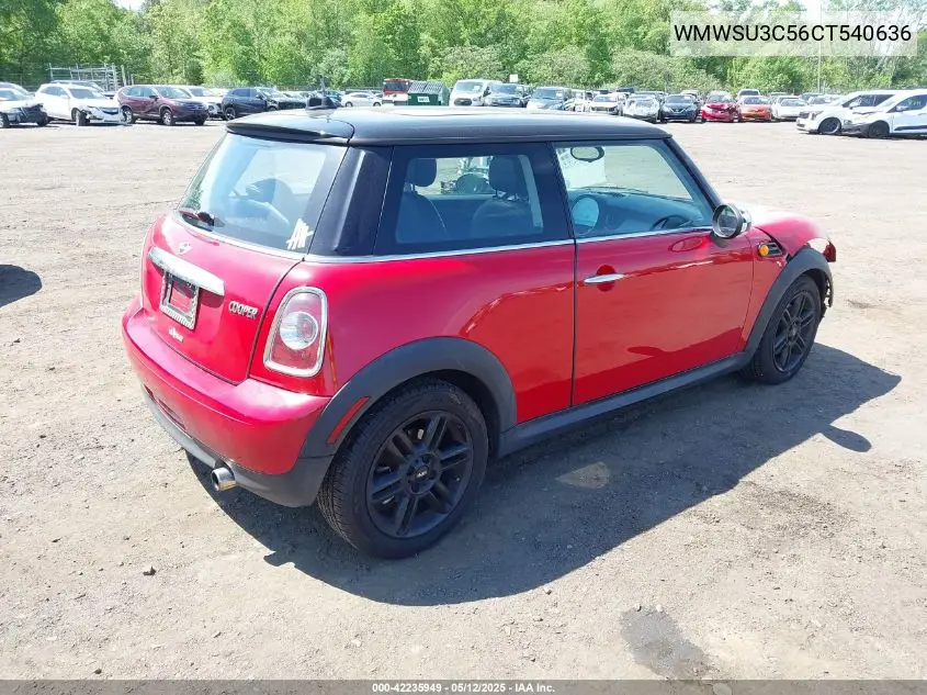 2012 Mini Cooper VIN: WMWSU3C56CT540636 Lot: 42235949