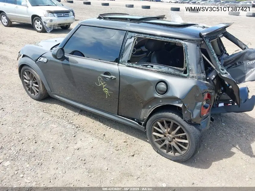2012 Mini Cooper S VIN: WMWSV3C51CT387421 Lot: 42236207