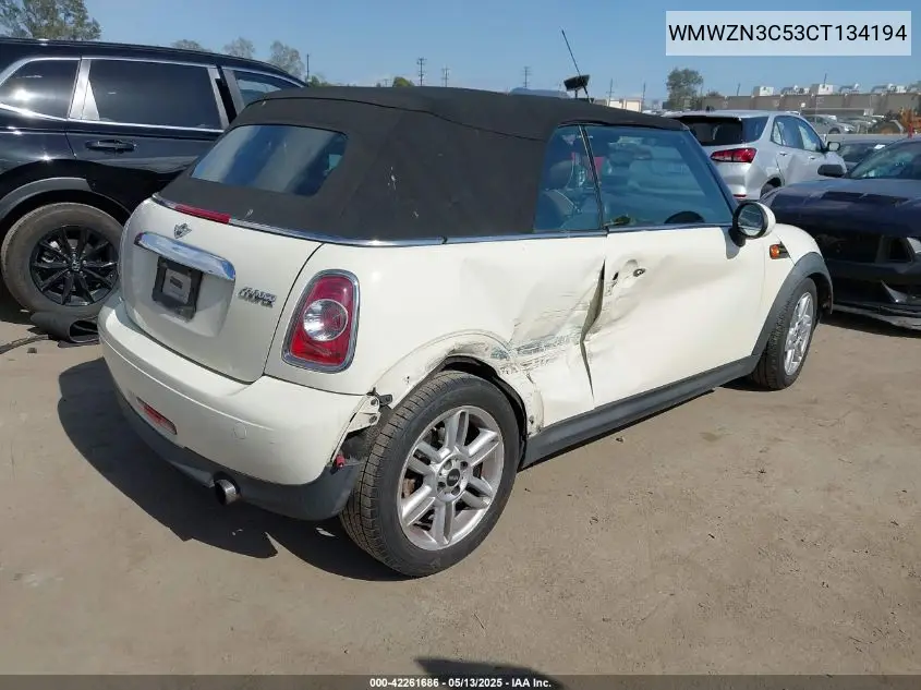2012 Mini Cooper VIN: WMWZN3C53CT134194 Lot: 42261686
