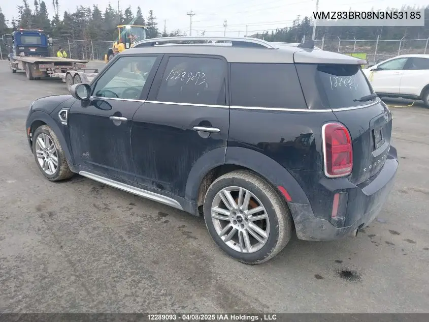2022 Mini Cooper S Countryman All4 VIN: WMZ83BR08N3N53185 Lot: 12289093