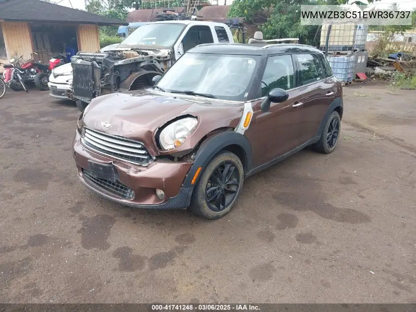 2014 Mini Countryman Cooper VIN: WMWZB3C51EWR36737 Lot: 41741248