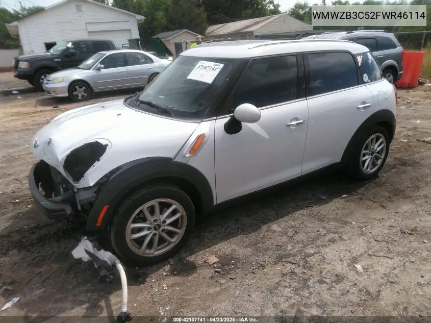 2015 Mini Countryman Cooper VIN: WMWZB3C52FWR46114 Lot: 42107741