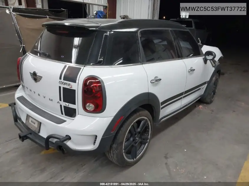 2015 Mini Countryman Cooper S VIN: WMWZC5C53FWT37722 Lot: 42151891