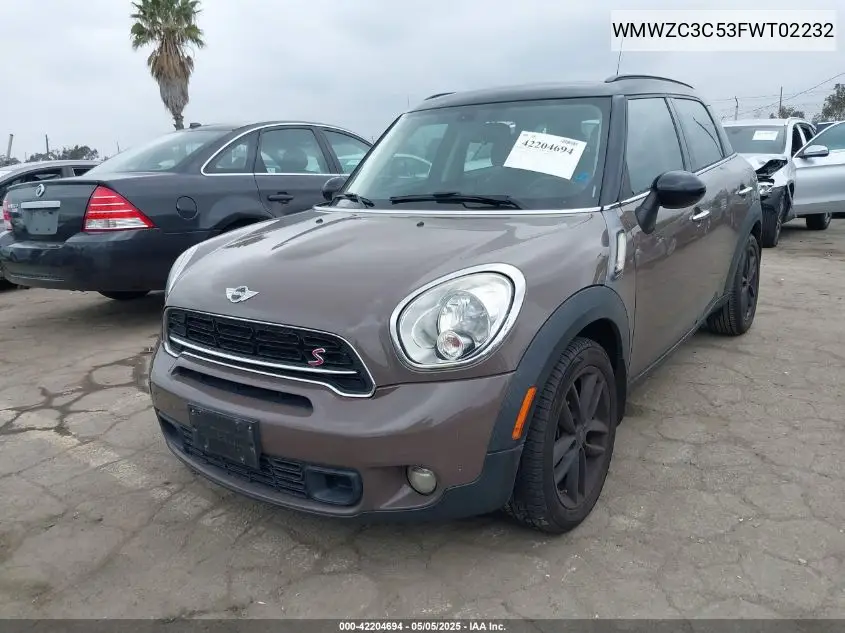 2015 Mini Countryman Cooper S VIN: WMWZC3C53FWT02232 Lot: 42204694