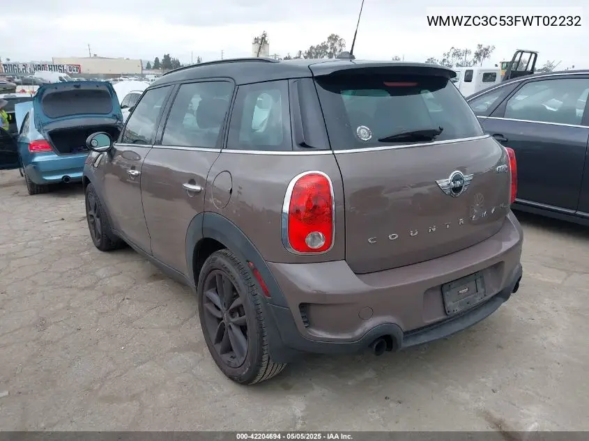 2015 Mini Countryman Cooper S VIN: WMWZC3C53FWT02232 Lot: 42204694