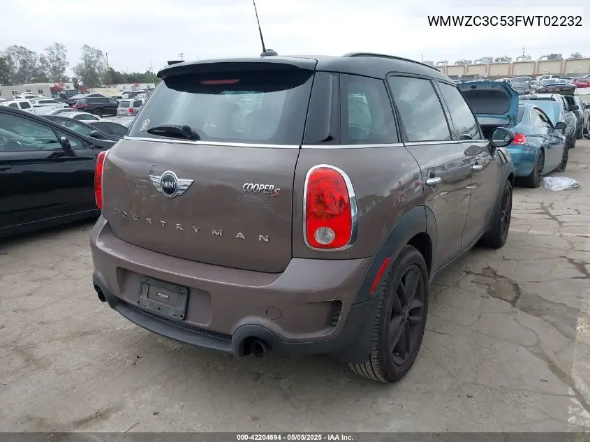 2015 Mini Countryman Cooper S VIN: WMWZC3C53FWT02232 Lot: 42204694