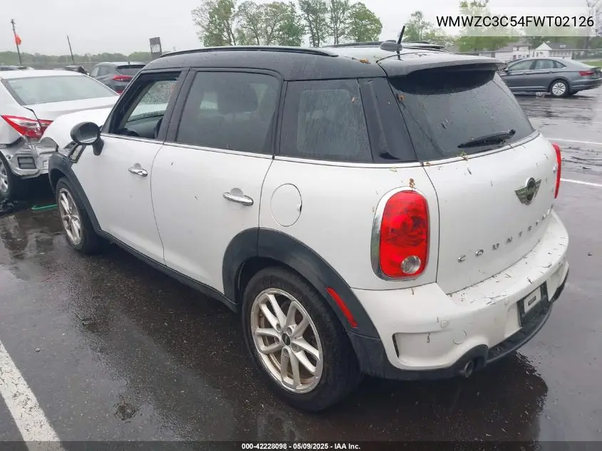 2015 Mini Countryman Cooper S VIN: WMWZC3C54FWT02126 Lot: 42228098