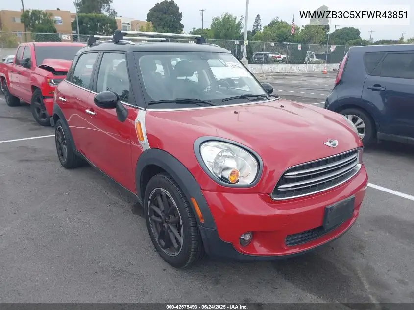 2015 Mini Countryman Cooper VIN: WMWZB3C5XFWR43851 Lot: 42575493